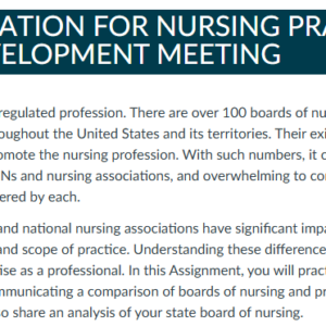 NURS-6050 Week 6 Assignment on Nursing Regulation and Staff Development