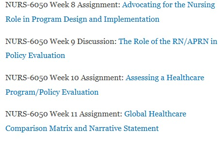 NURS-6050 Policy & Advocacy for Population Health Course Help