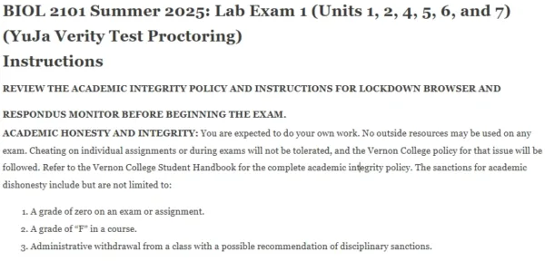 BIOL 2101 Summer 2025: Lab Exam 1 (Units 1, 2, 4, 5, 6, and 7) (YuJa Verity Test Proctoring)