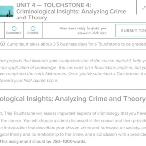 SOSC1050 UNIT 4 TOUCHSTONE 4: Criminological Insights: Analyzing Crime and Theory