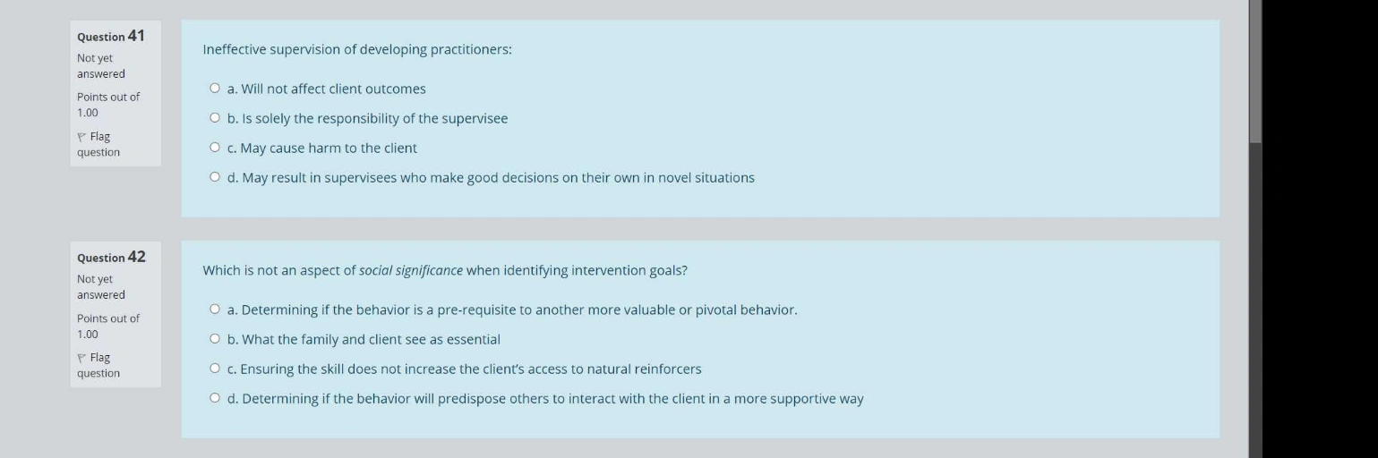 Martinsburg College – Essential ABA506: Interventions, Supervision & Management 4 ABA 506 questions